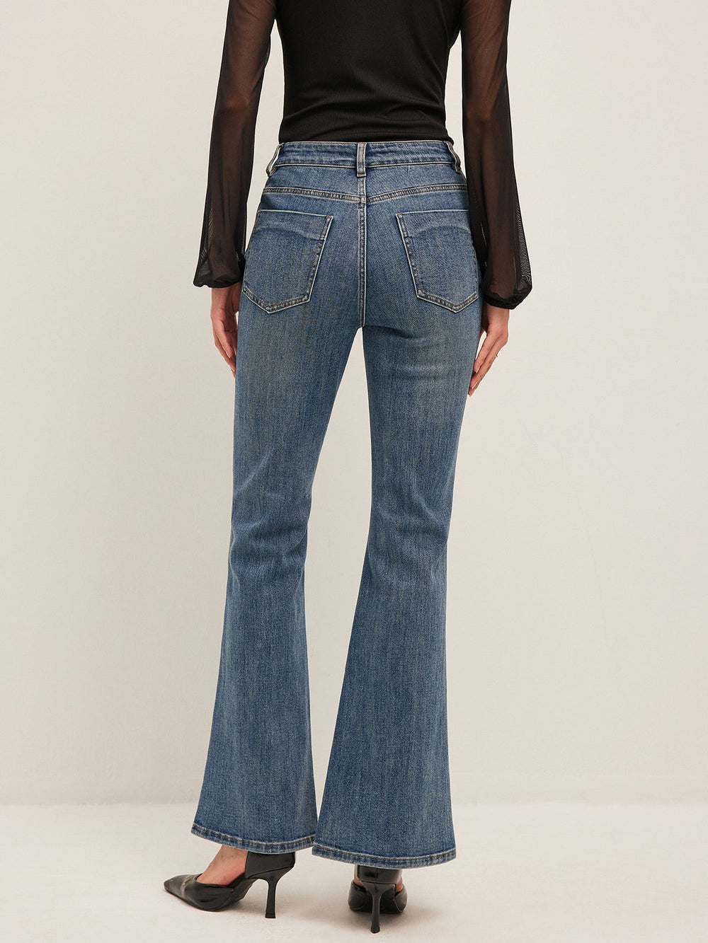 Jeans Évasés Taille Mi-Haute
