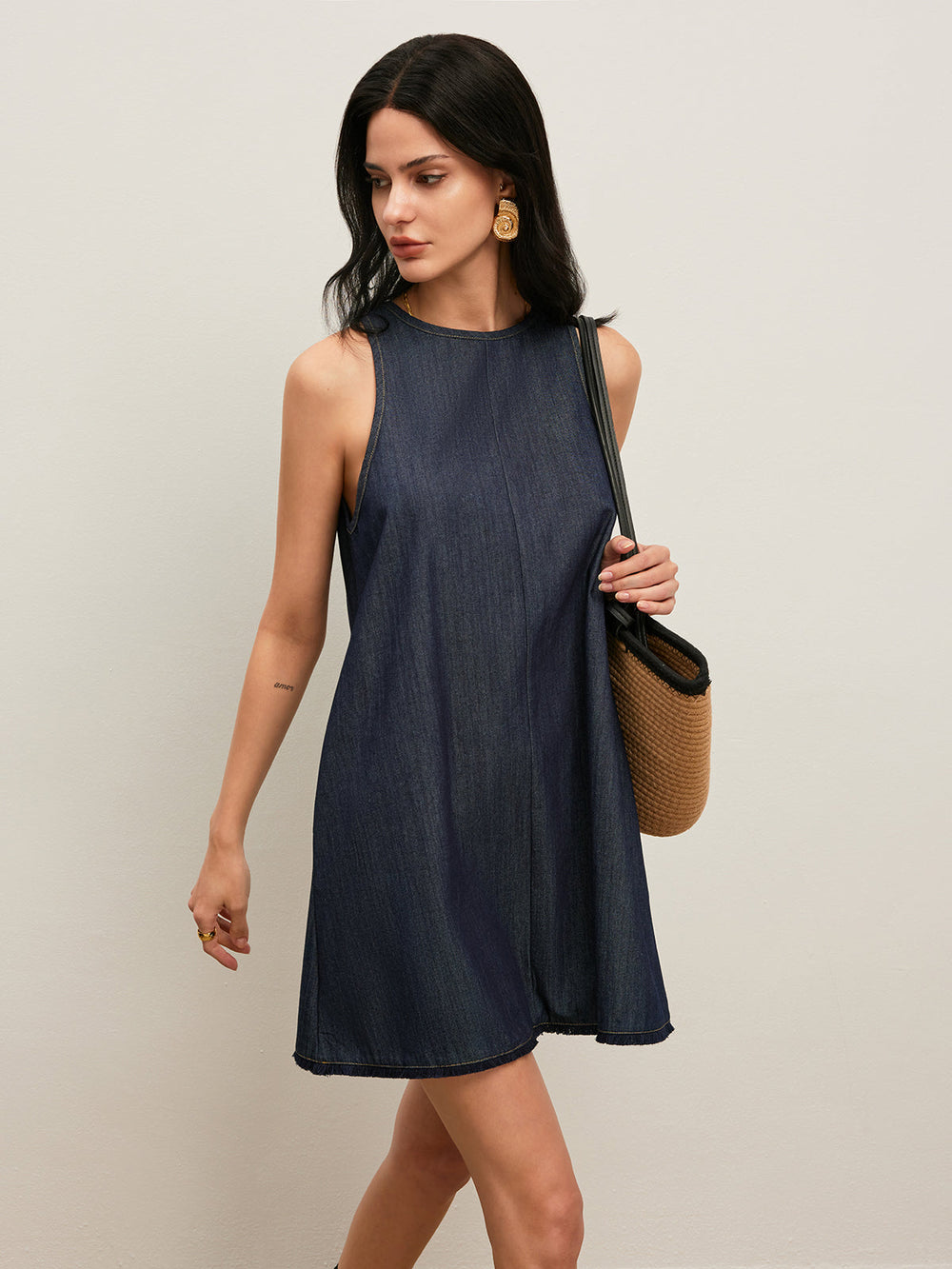 Robe en jean dos noué