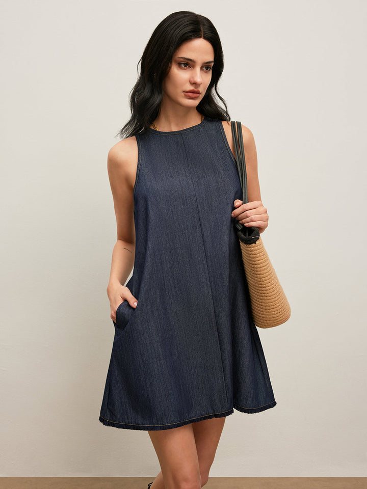 Robe en jean dos noué