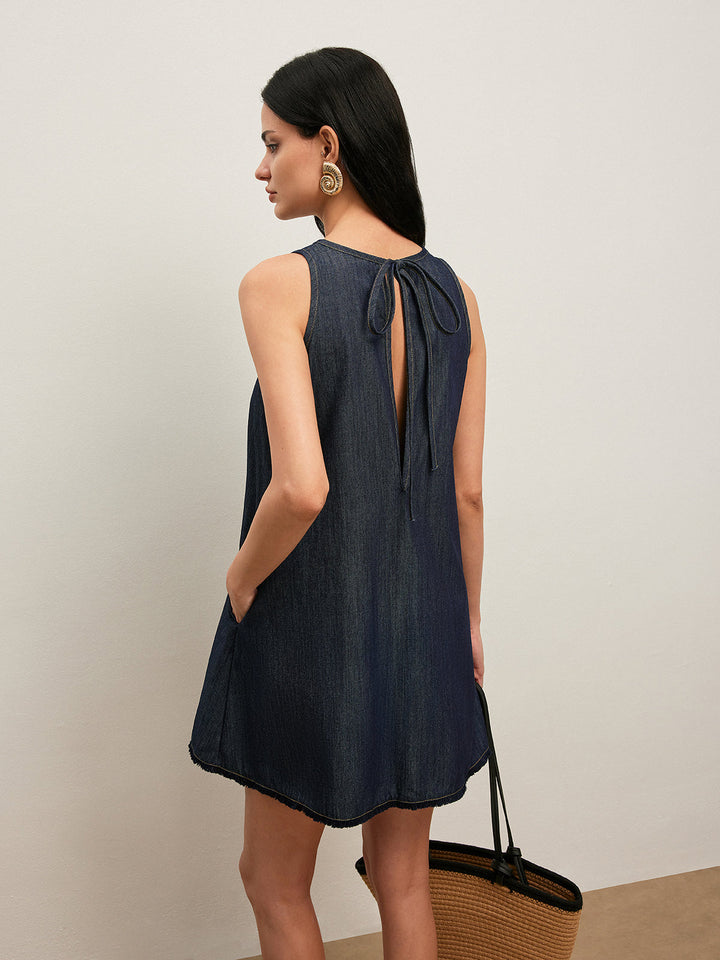 Robe en jean dos noué