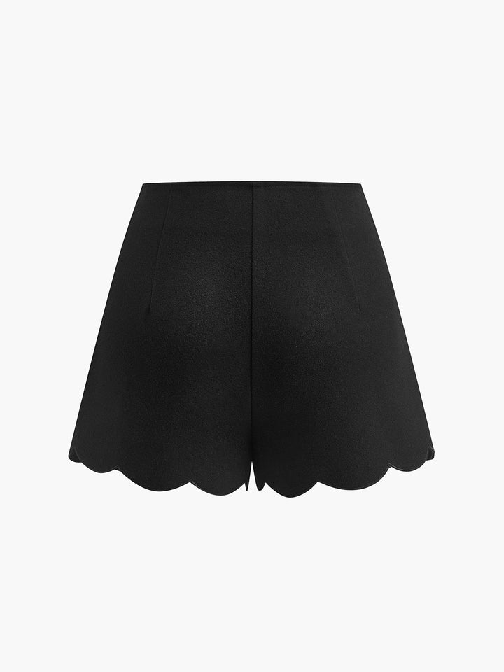 Skort à Ourlet Festonné avec Boutons Latéraux