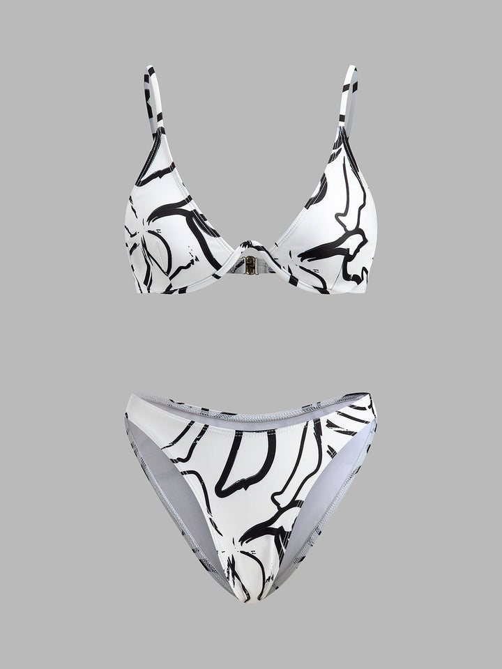 Ensemble Bikini Triangle Imprimé Abstrait