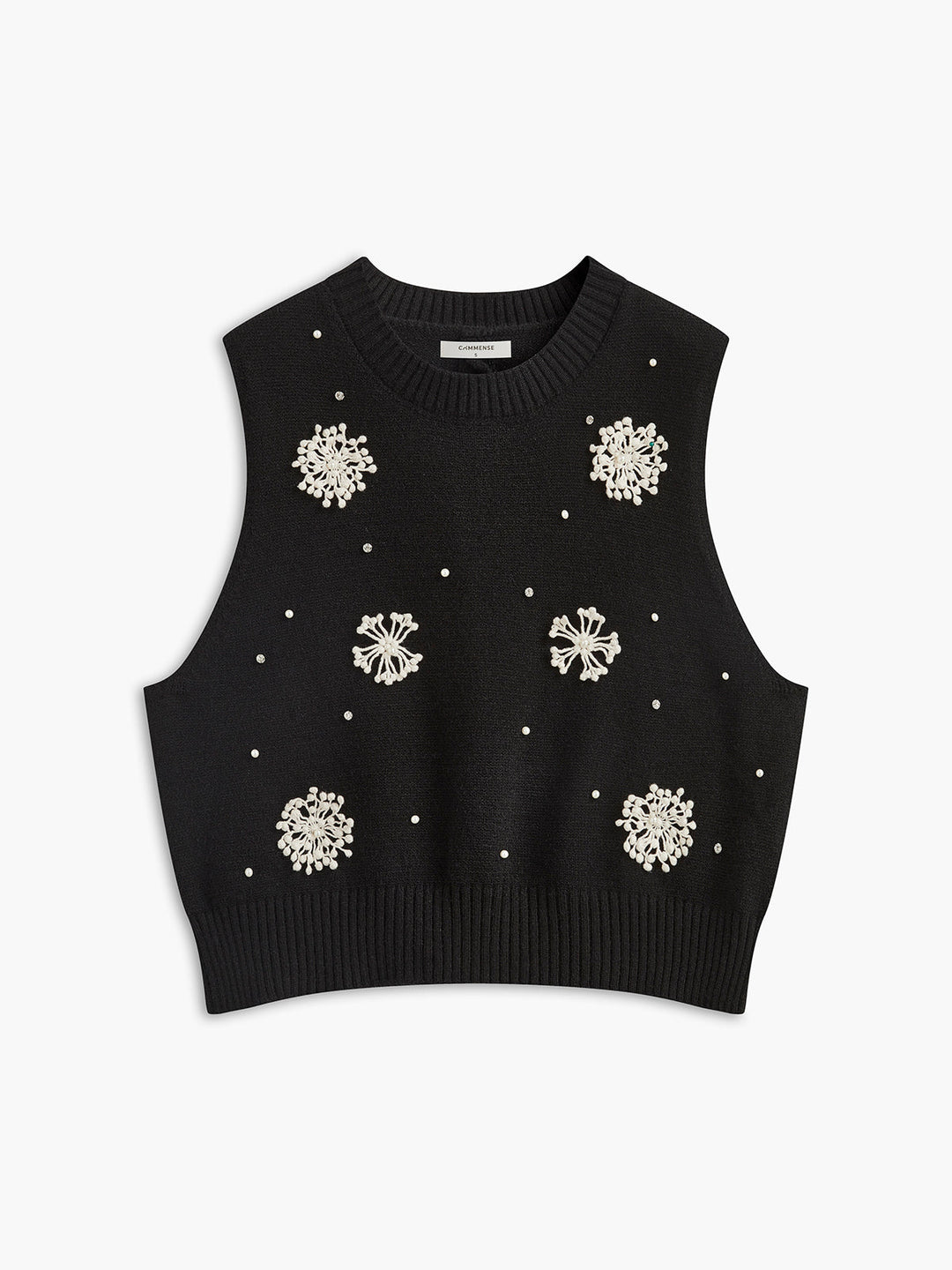 Gilet en tricot à boutonnage et rehaussement floral au dos