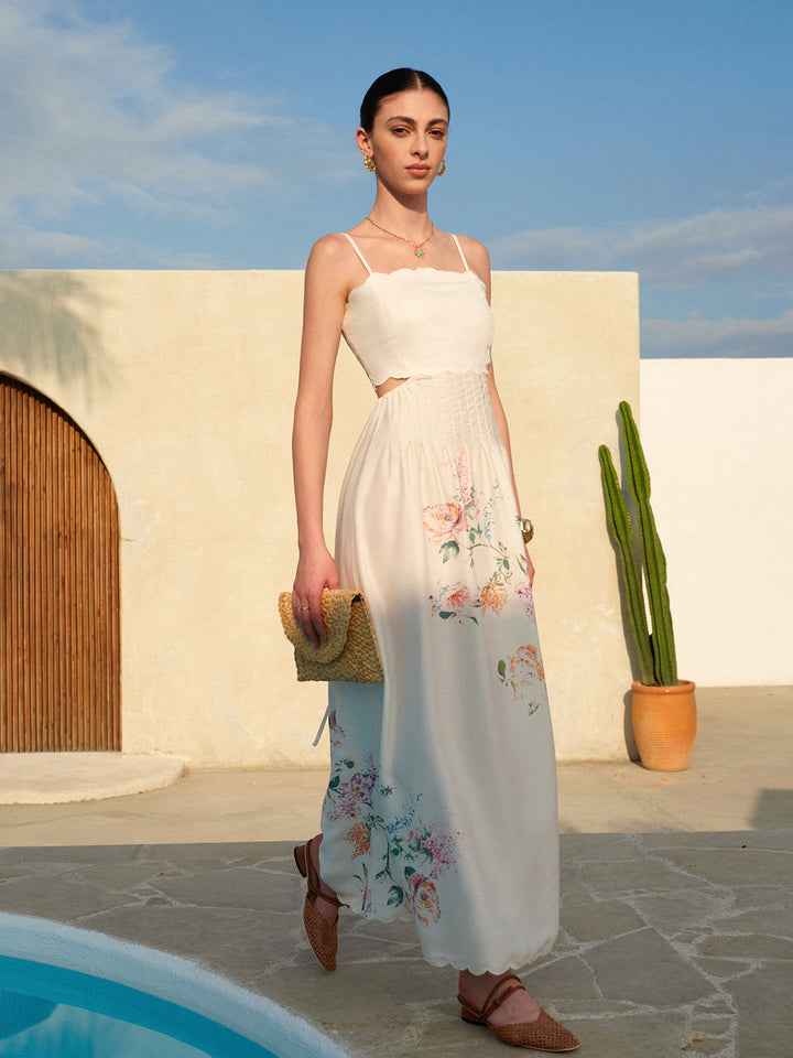 Robe sans manches à lacets floraux au dos