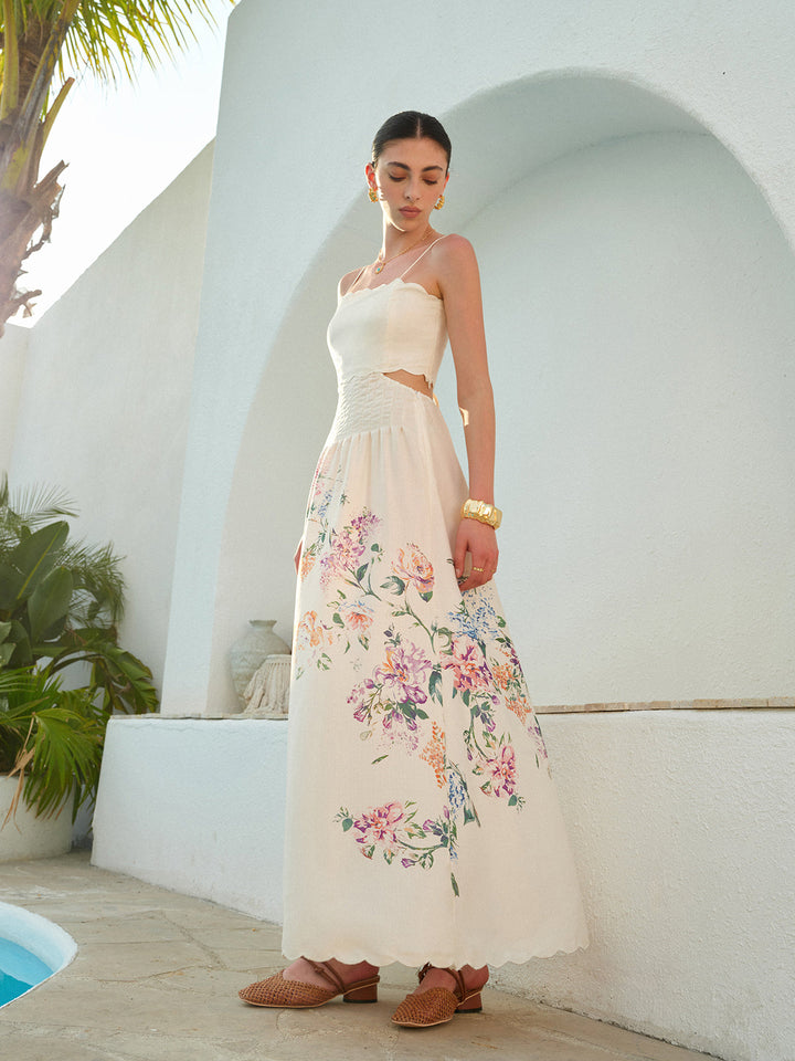 Robe sans manches à lacets floraux au dos