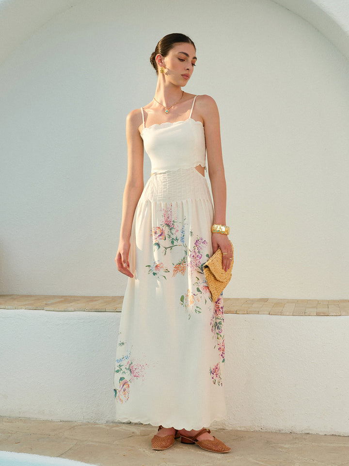 Robe sans manches à lacets floraux au dos