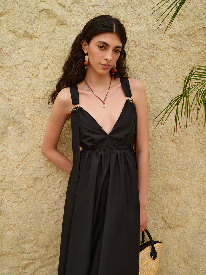 Robe Longue A-Line Sans Dos à Bretelles