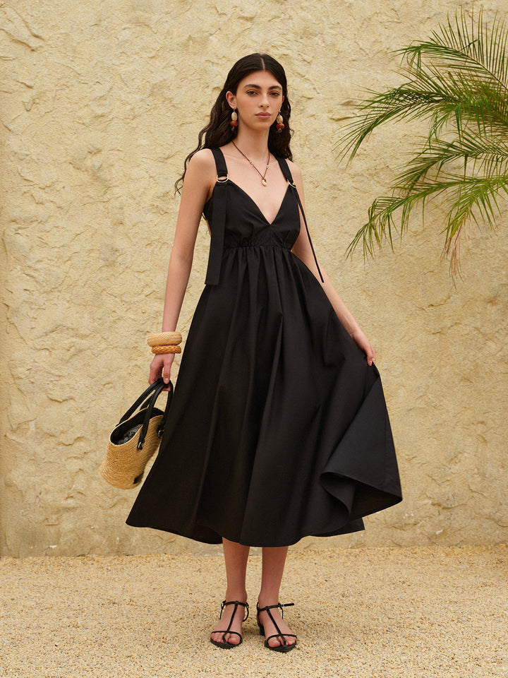Robe Longue A-Line Sans Dos à Bretelles