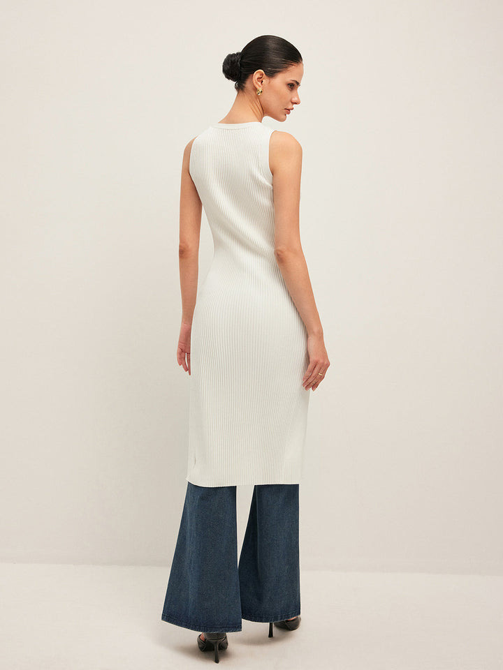 Robe Détail Bouton Côte