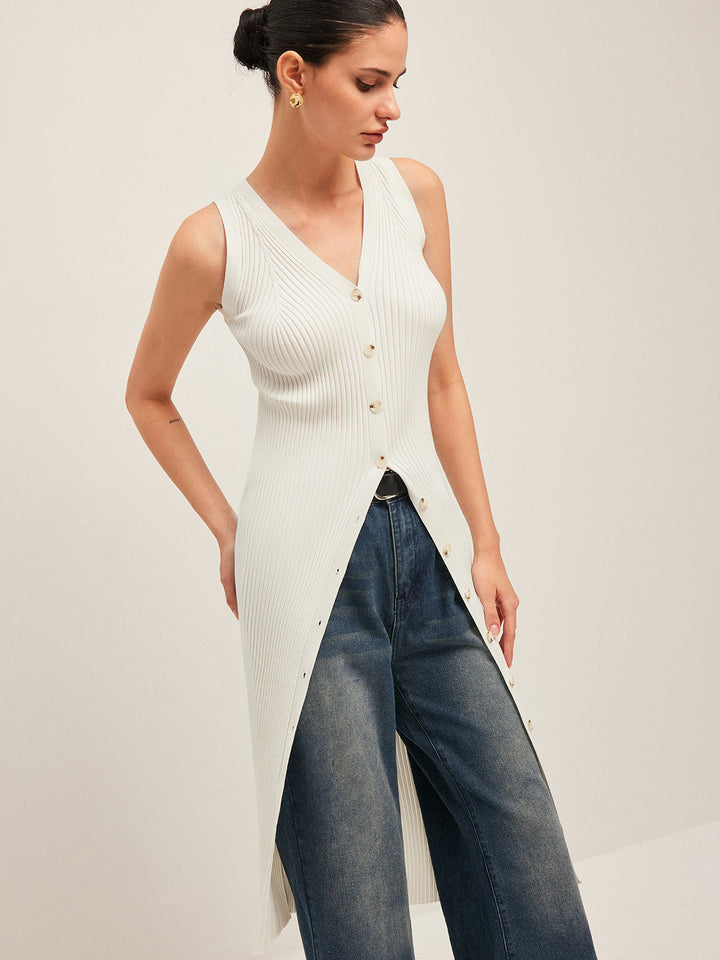 Robe Détail Bouton Côte