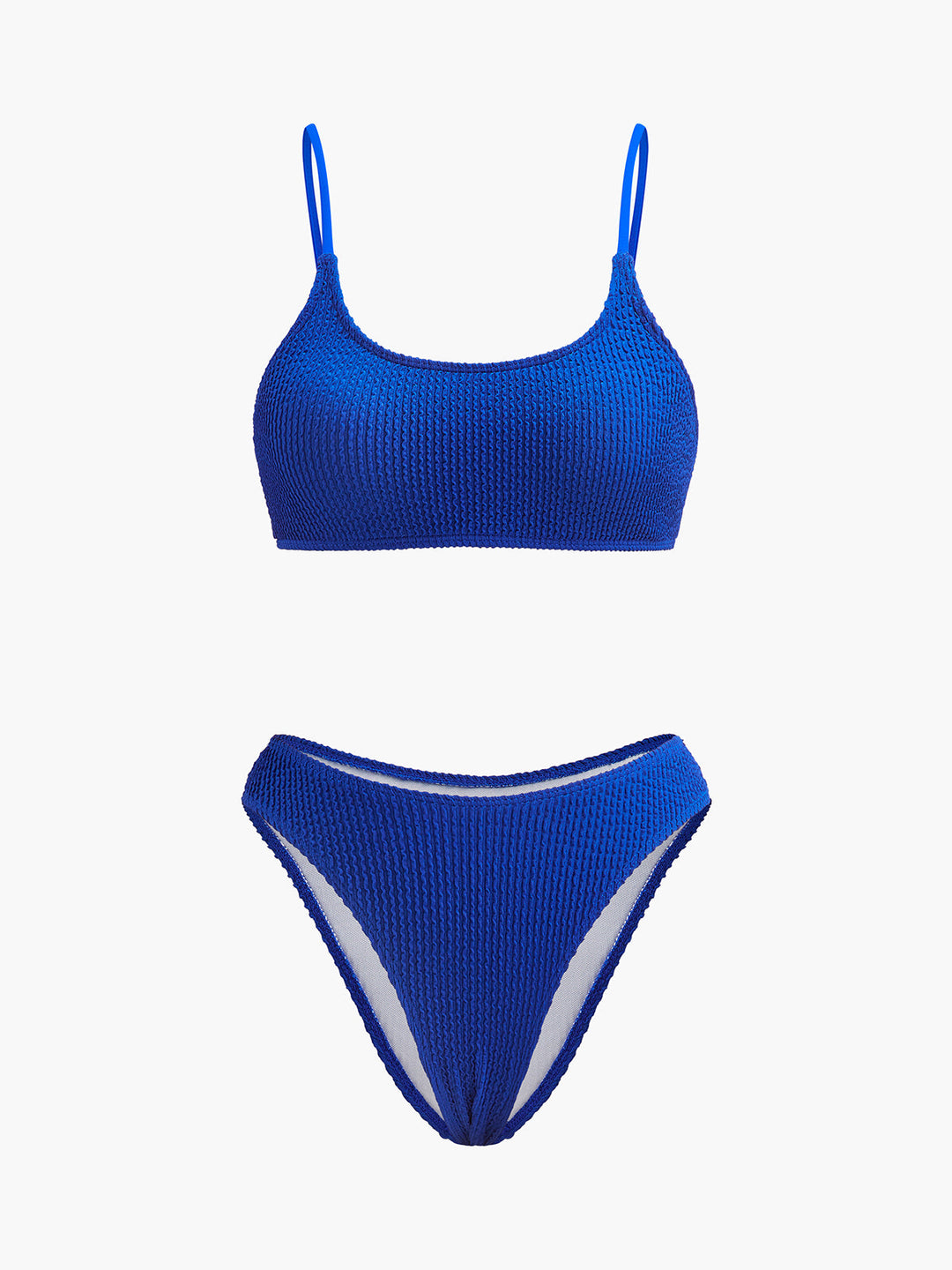 Ensemble de bikini texturé côtelé à taille haute