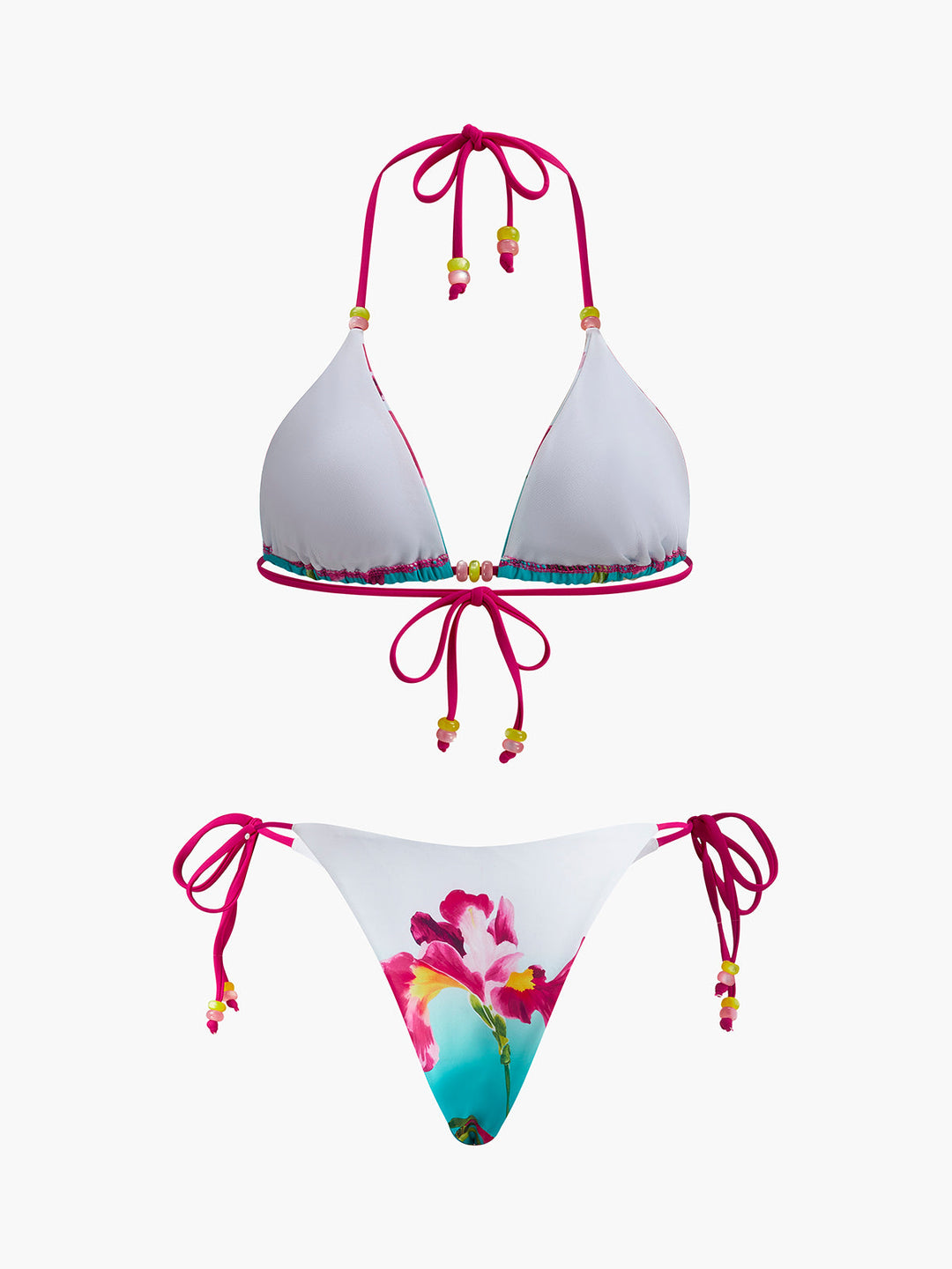 Ensemble Bikini à Imprimé Floral et Perles