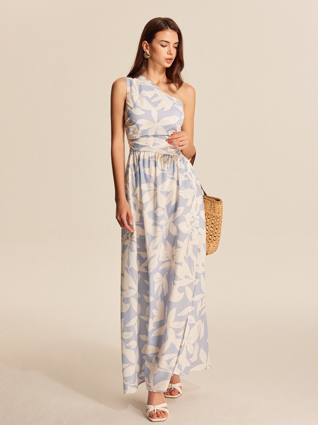 Robe Fleurie à Une Épaule