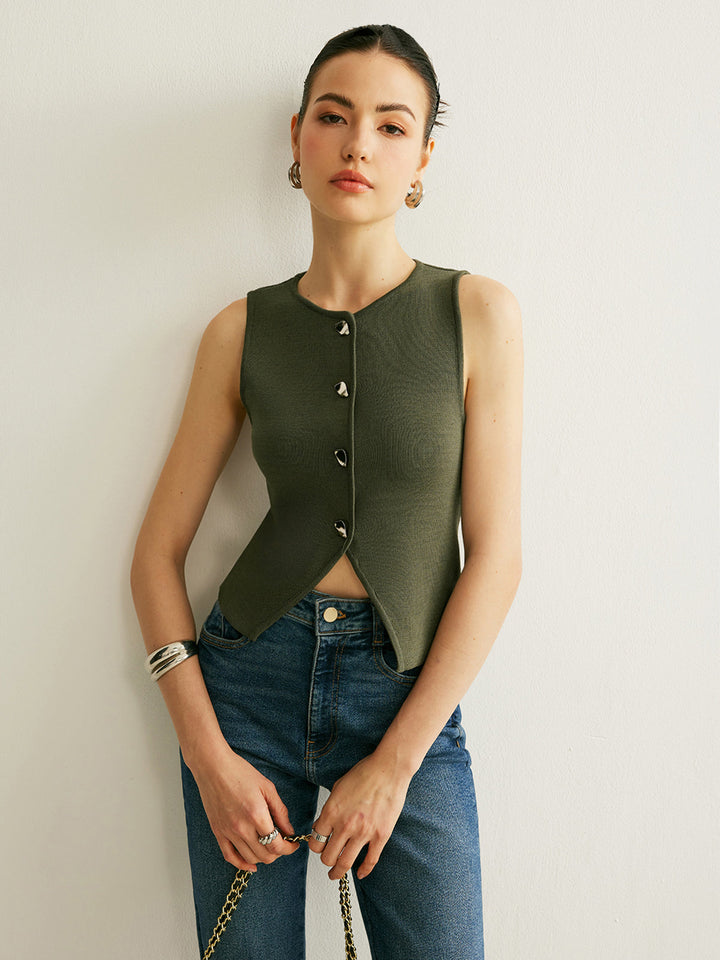 Gilet en tricot à détails de boutons