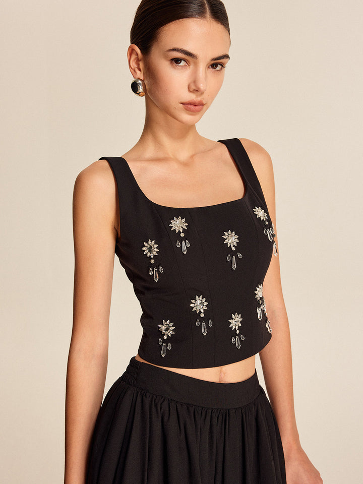 Haut Court Zippé en Cristal Floral