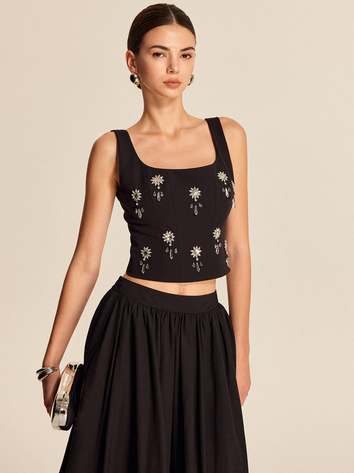 Haut Court Zippé en Cristal Floral