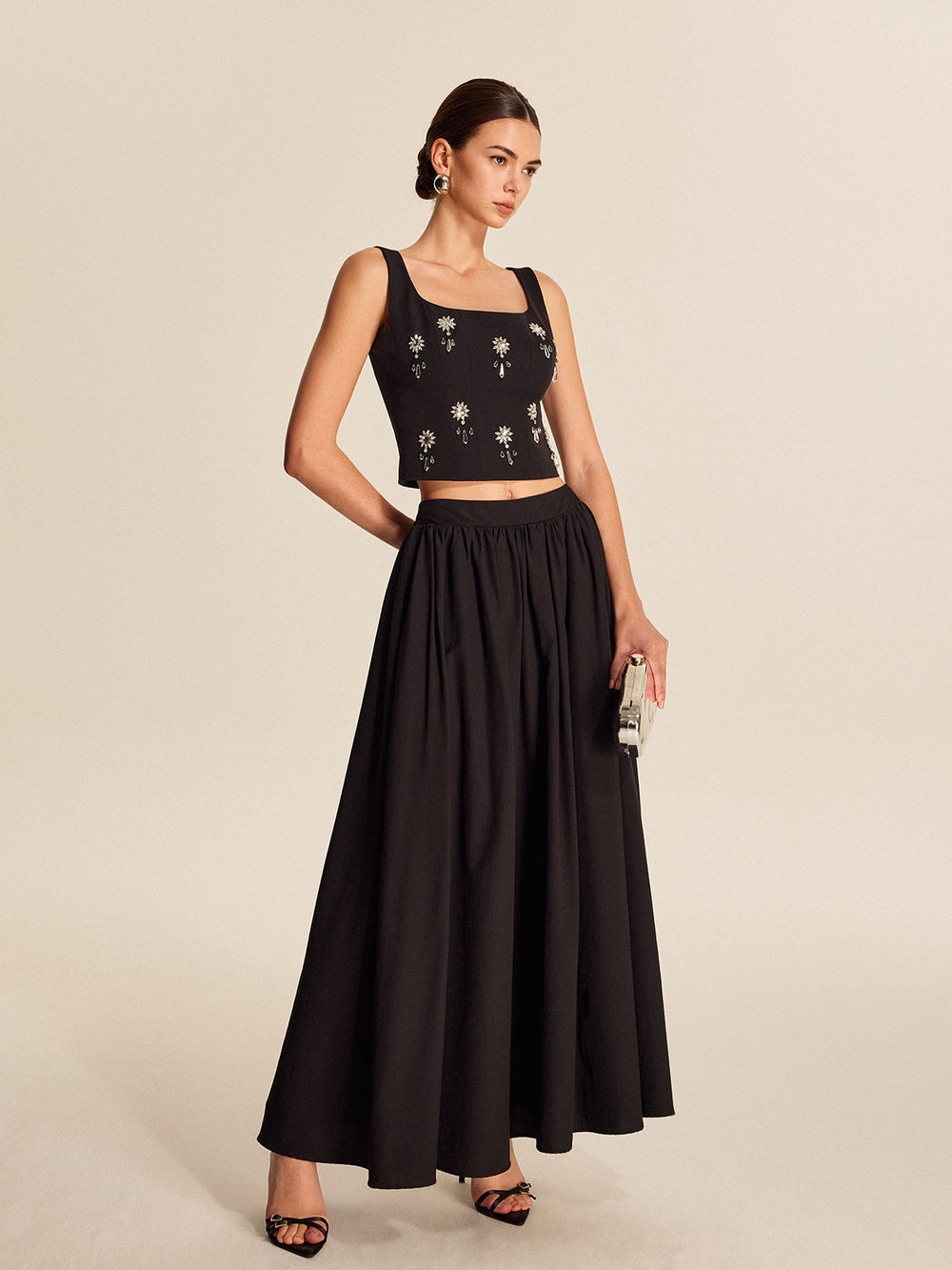 Haut Court Zippé en Cristal Floral