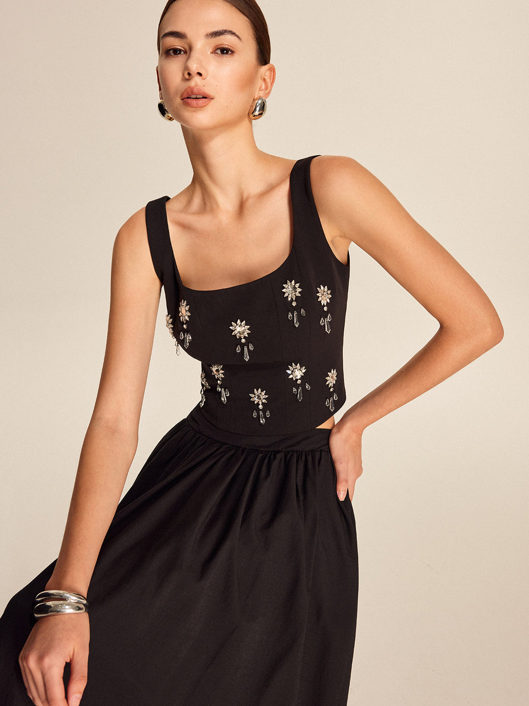 Haut Court Zippé en Cristal Floral