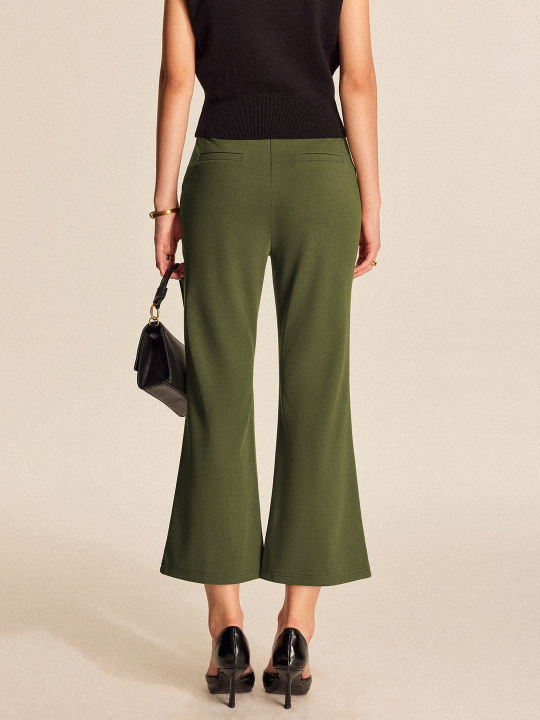 Pantalons Évasés Taille Haute à Poches