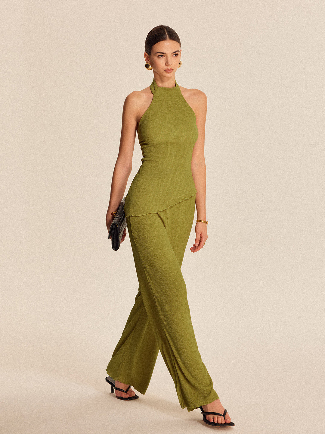 Ensemble Pantalon à Col Dos-Nu