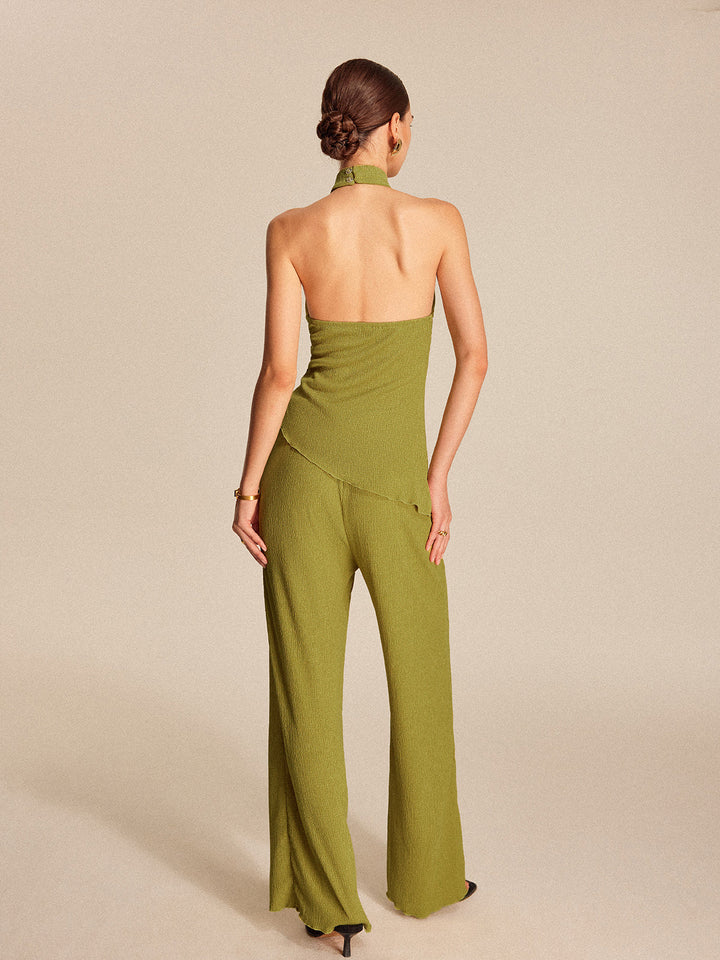 Ensemble Pantalon à Col Dos-Nu