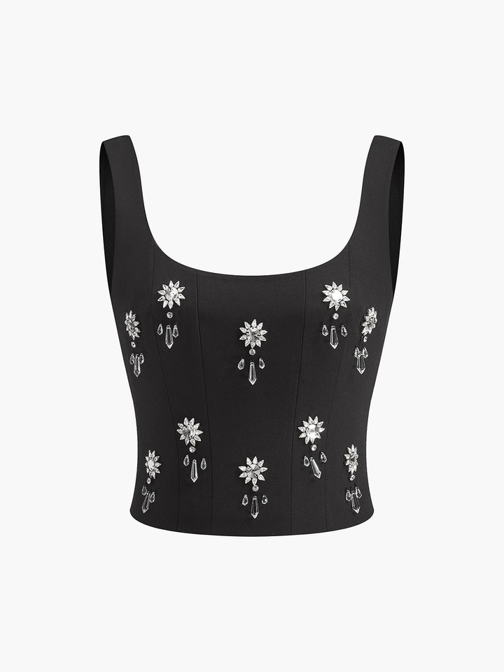 Haut Court Zippé en Cristal Floral