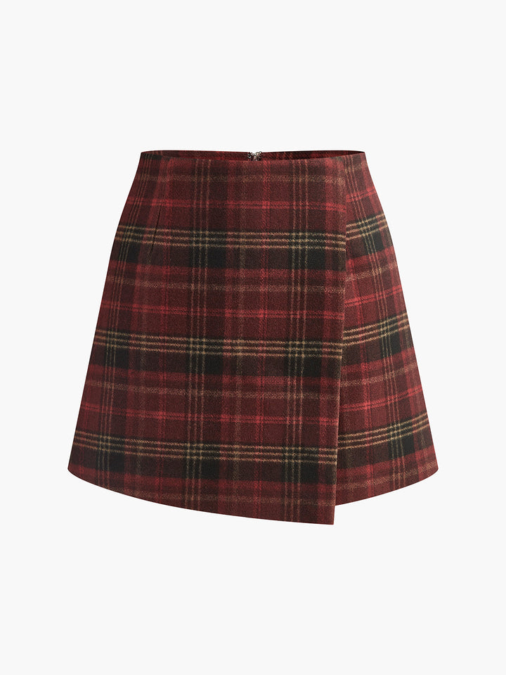 Mini-jupe portefeuille à damier