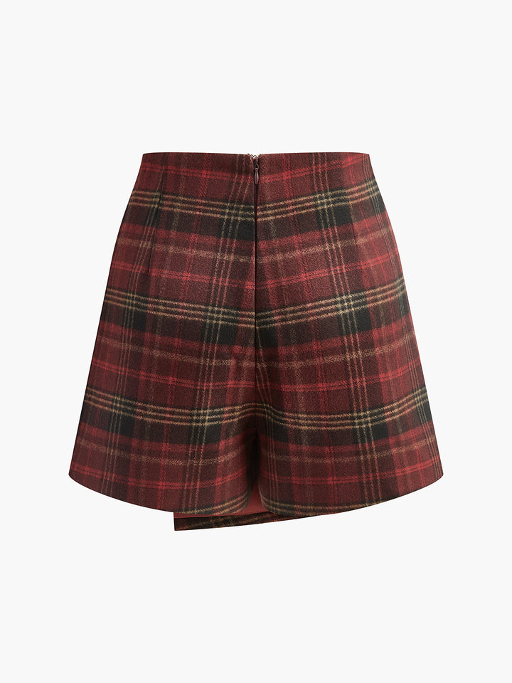 Mini-jupe portefeuille à damier