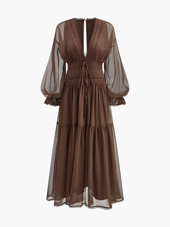 Robe Bohème Semi-Transparente en Mousseline
