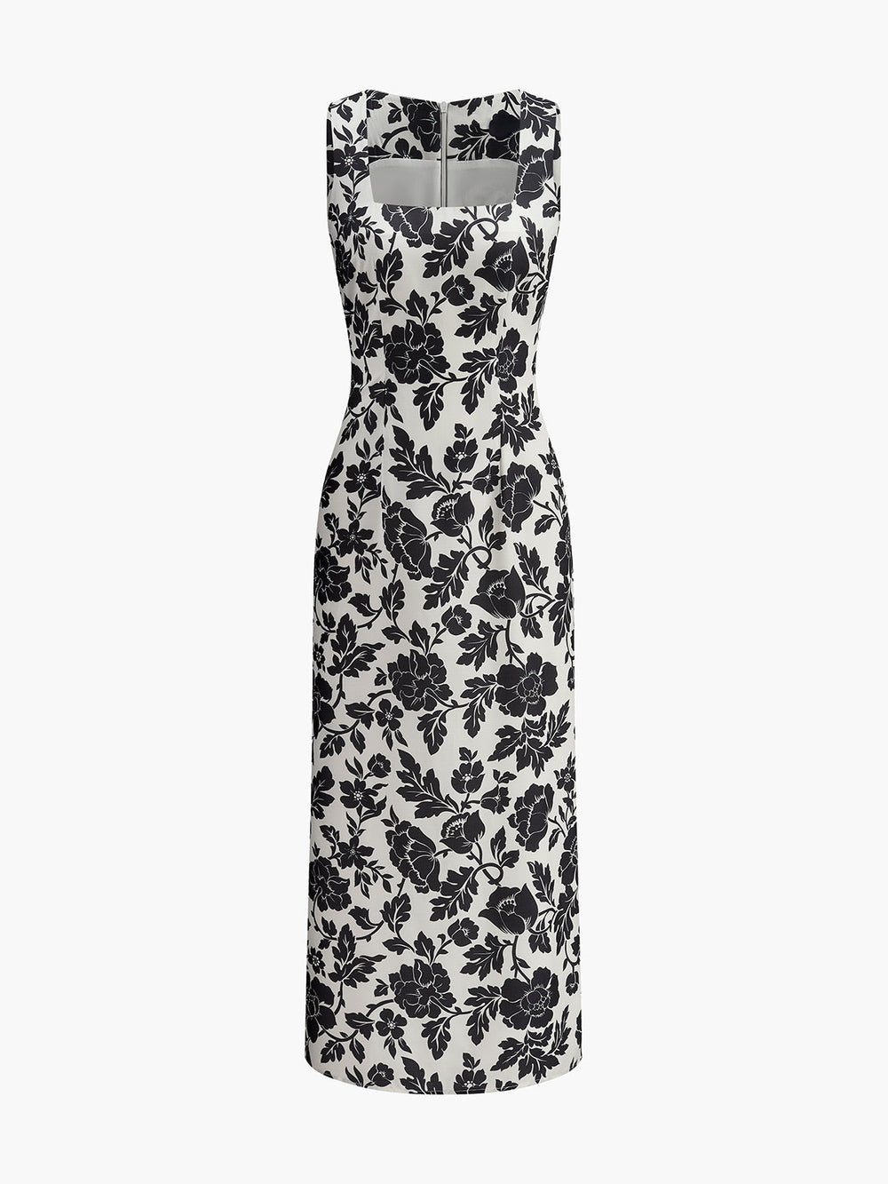 Robe à fines bretelles à col carré à fleurs