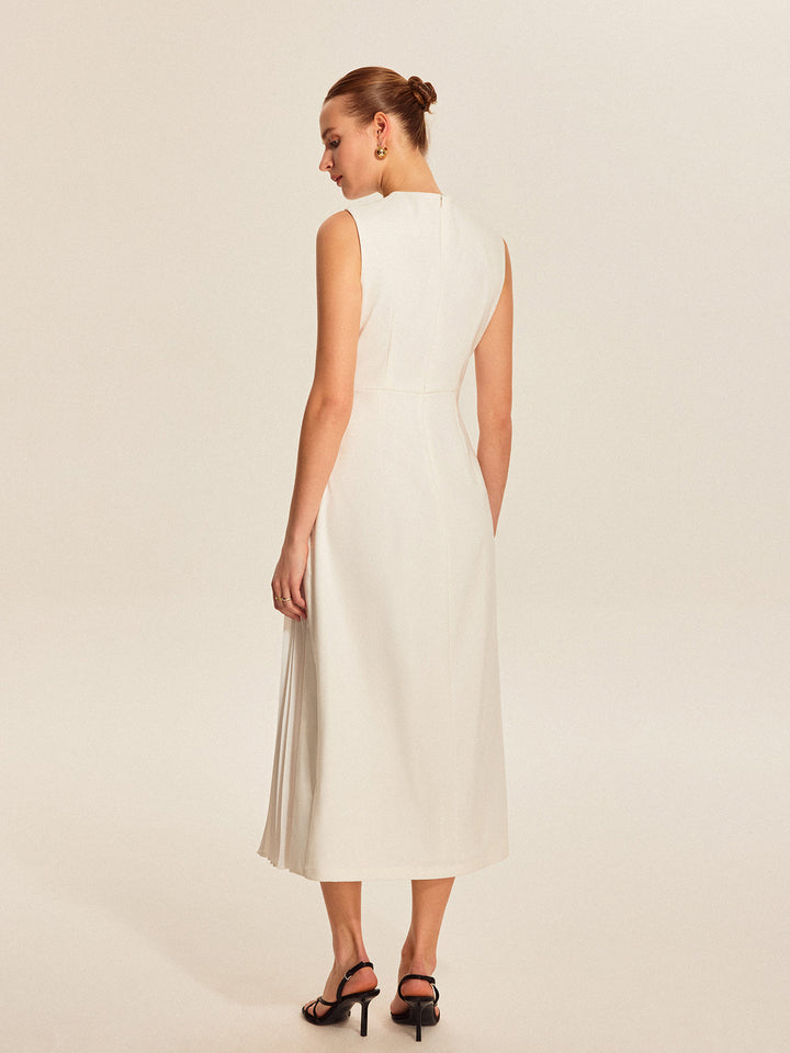 Robe Sans Manches Plissée
