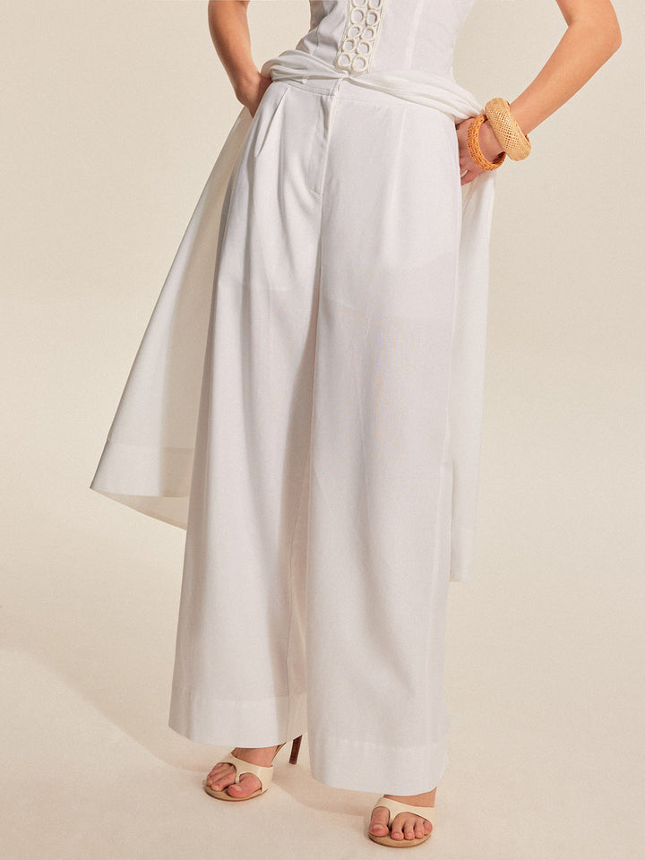 Pantalons amples taille mi-haute avec poches