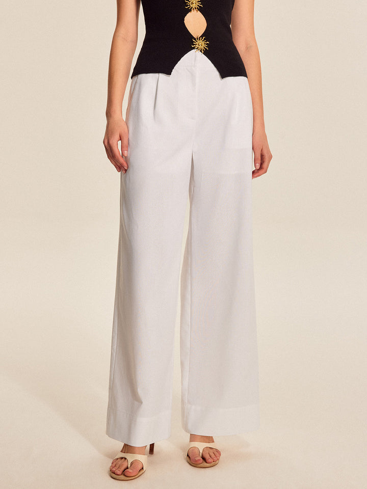 Pantalons amples taille mi-haute avec poches