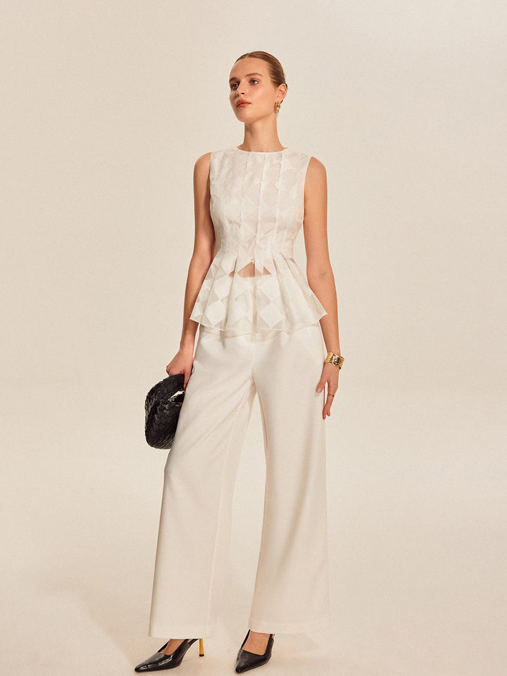 Haut Peplum Géométrique Semi-Transparent