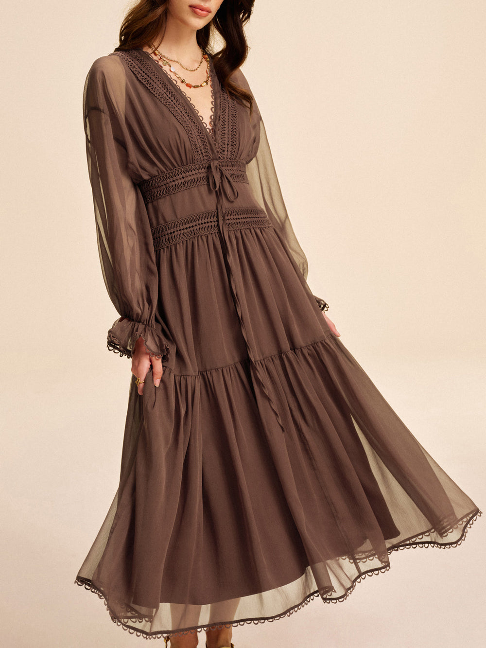 Robe Bohème Semi-Transparente en Mousseline