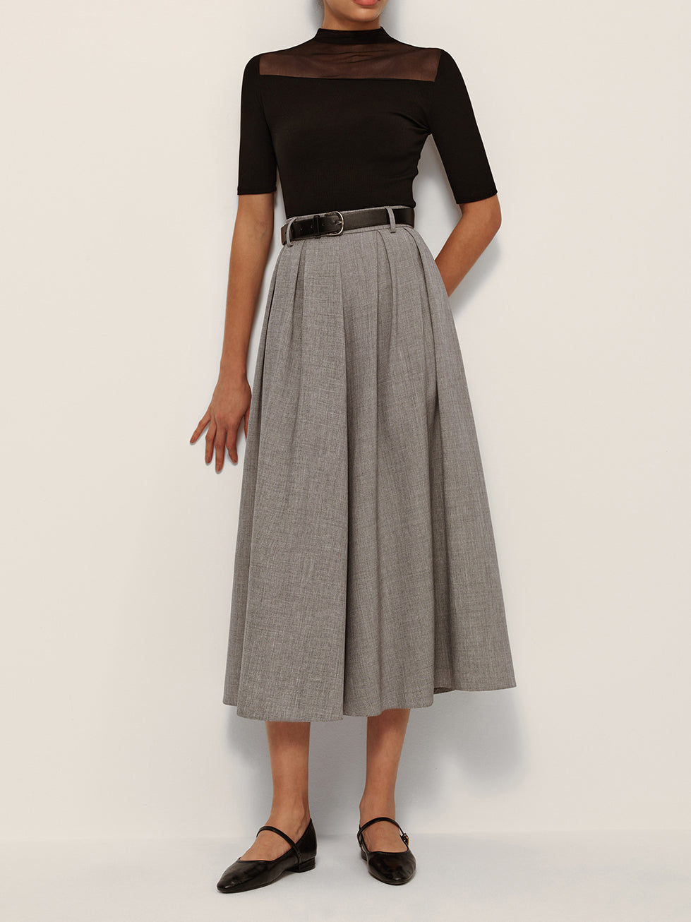Jupe à carreaux plissée taille mi-haute