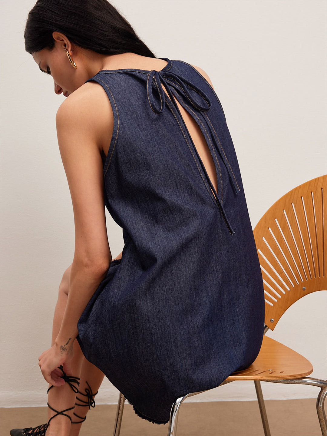 Robe en jean dos noué