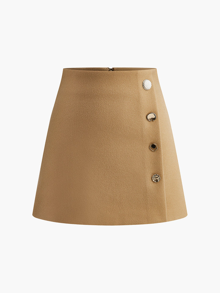 Jupe Zippée Métallique Taille Haute