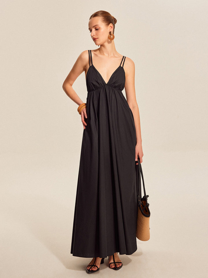 Robe Cami à col en V et doubles bretelles