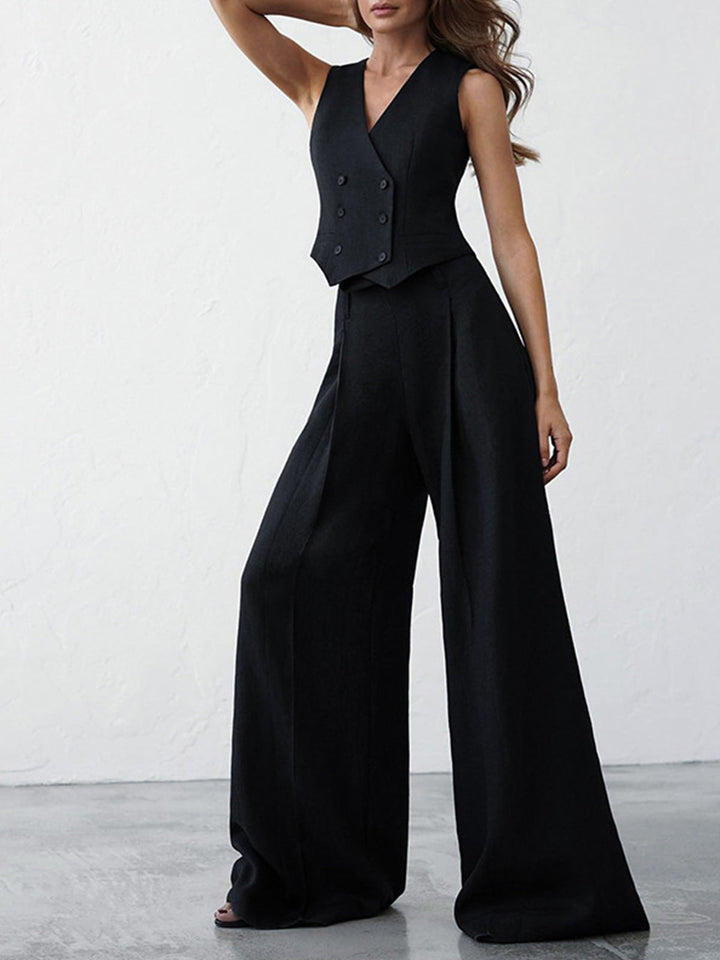 Ensemble Pantalon Minimaliste en Lin Deux Pièces