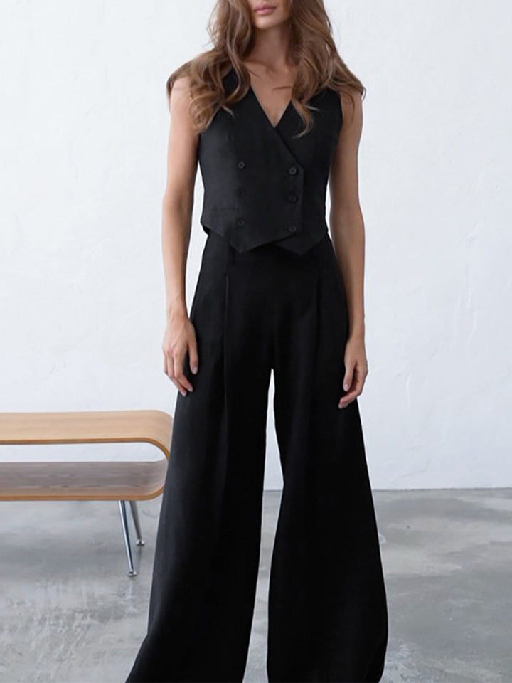Ensemble Pantalon Minimaliste en Lin Deux Pièces
