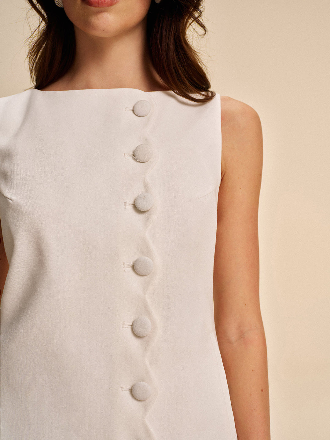 Robe Évasée à Détails Boutonnés