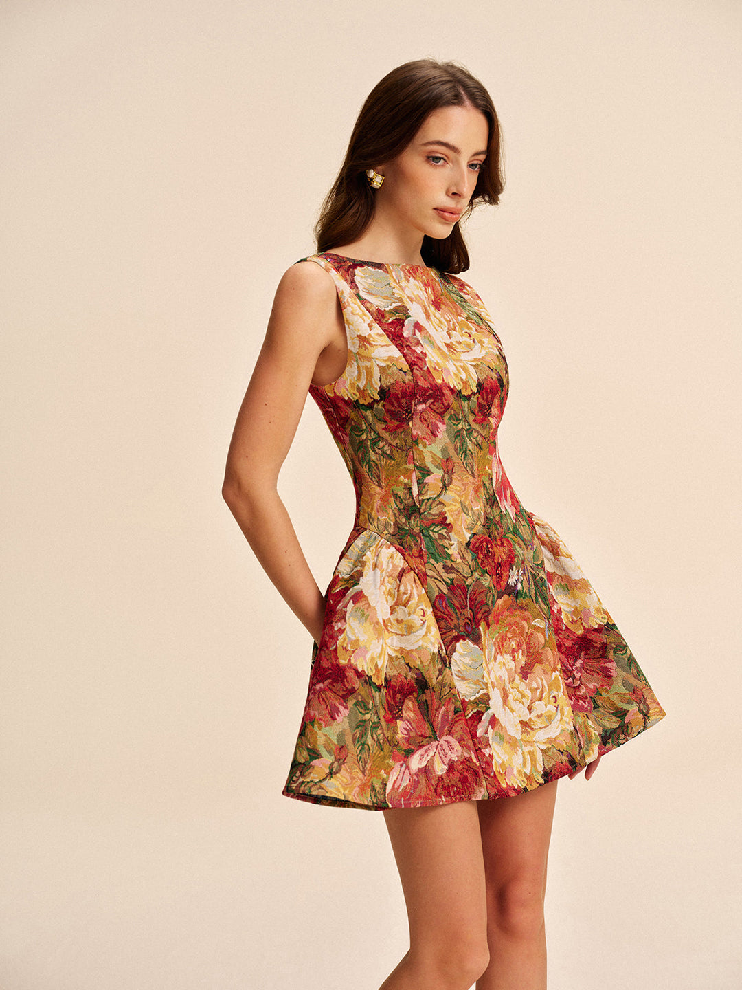 Robe Évasée Sans Dos Fleurie