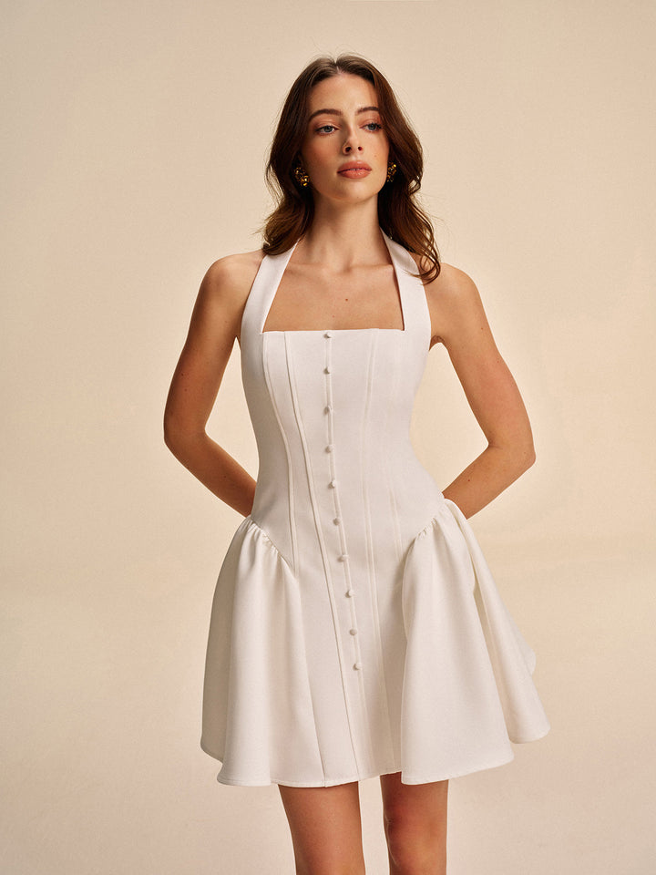 Robe à encolure licou avec détails boutonnés