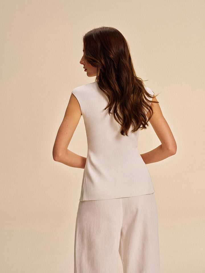 Cardigan sans manches à devant boutonné