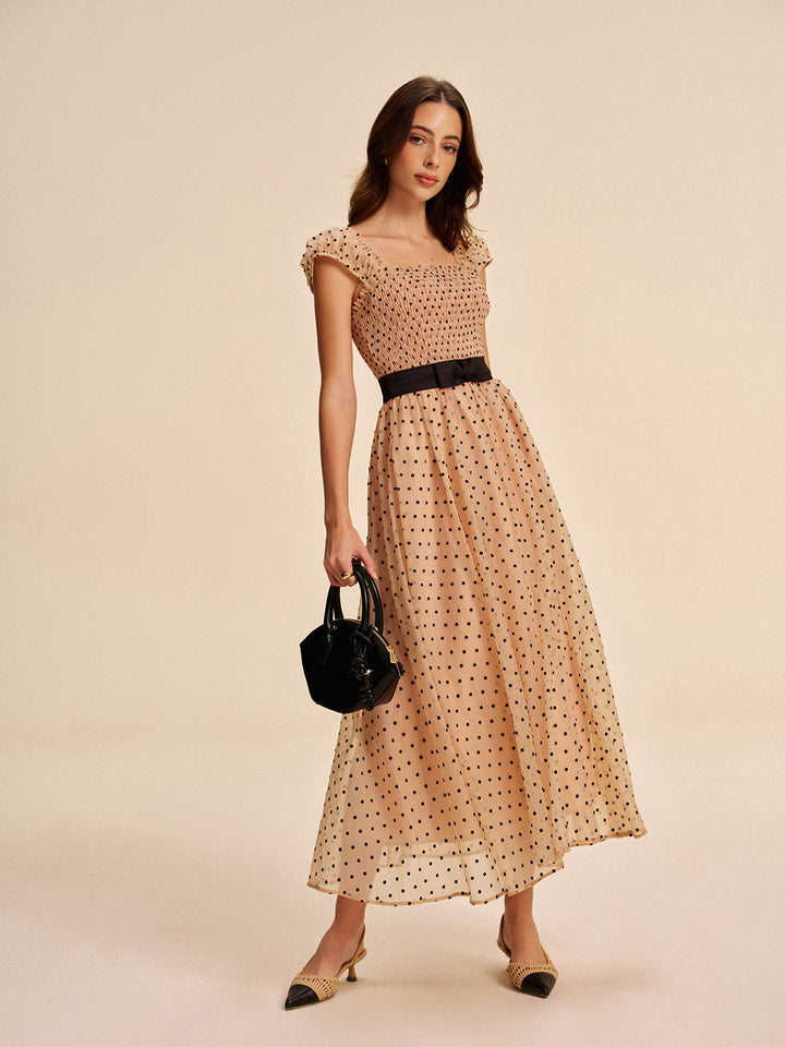 Robe à pois avec ceinture amovible