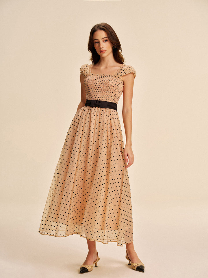 Robe à pois avec ceinture amovible