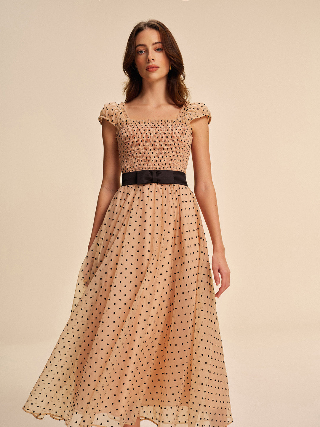 Robe à pois avec ceinture amovible