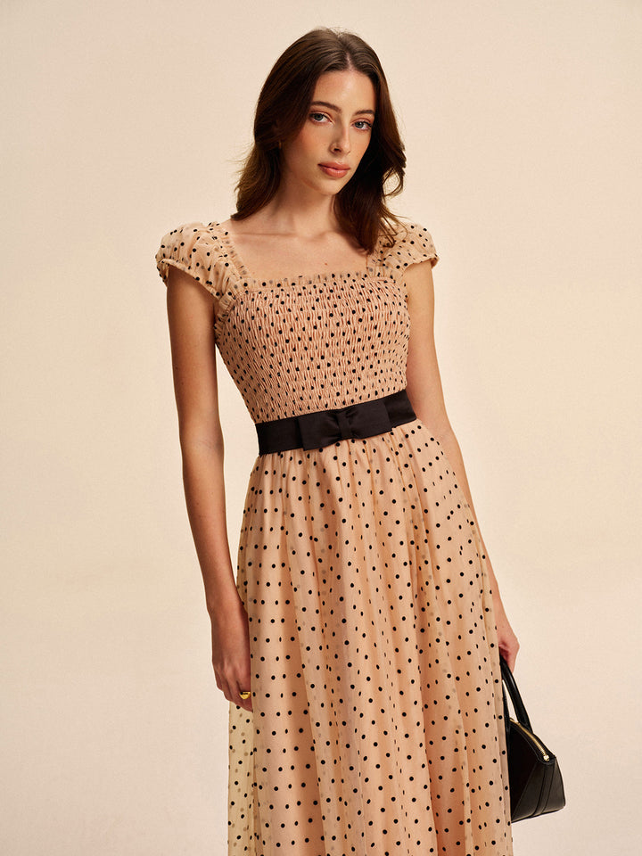 Robe à pois avec ceinture amovible