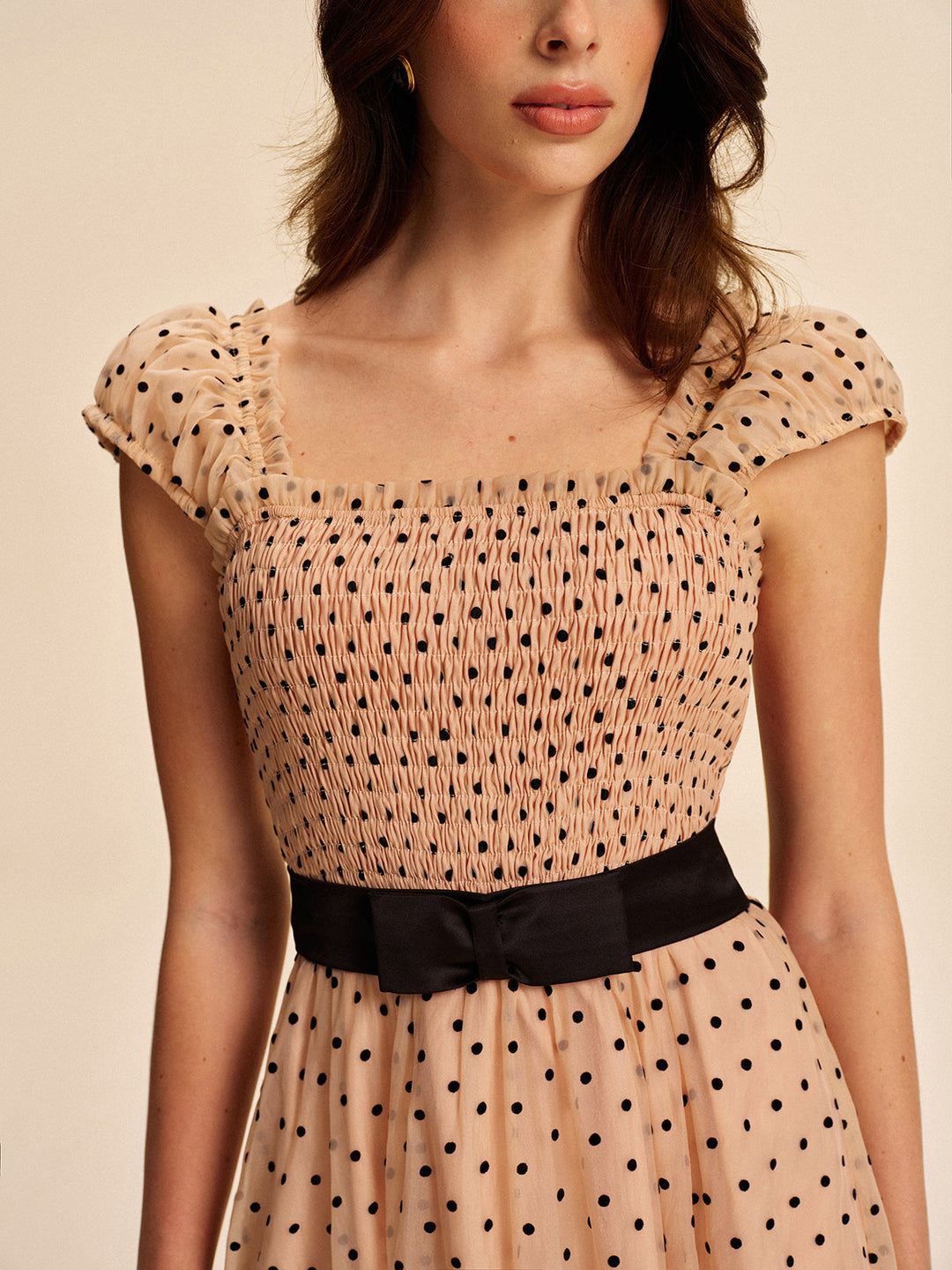 Robe à pois avec ceinture amovible